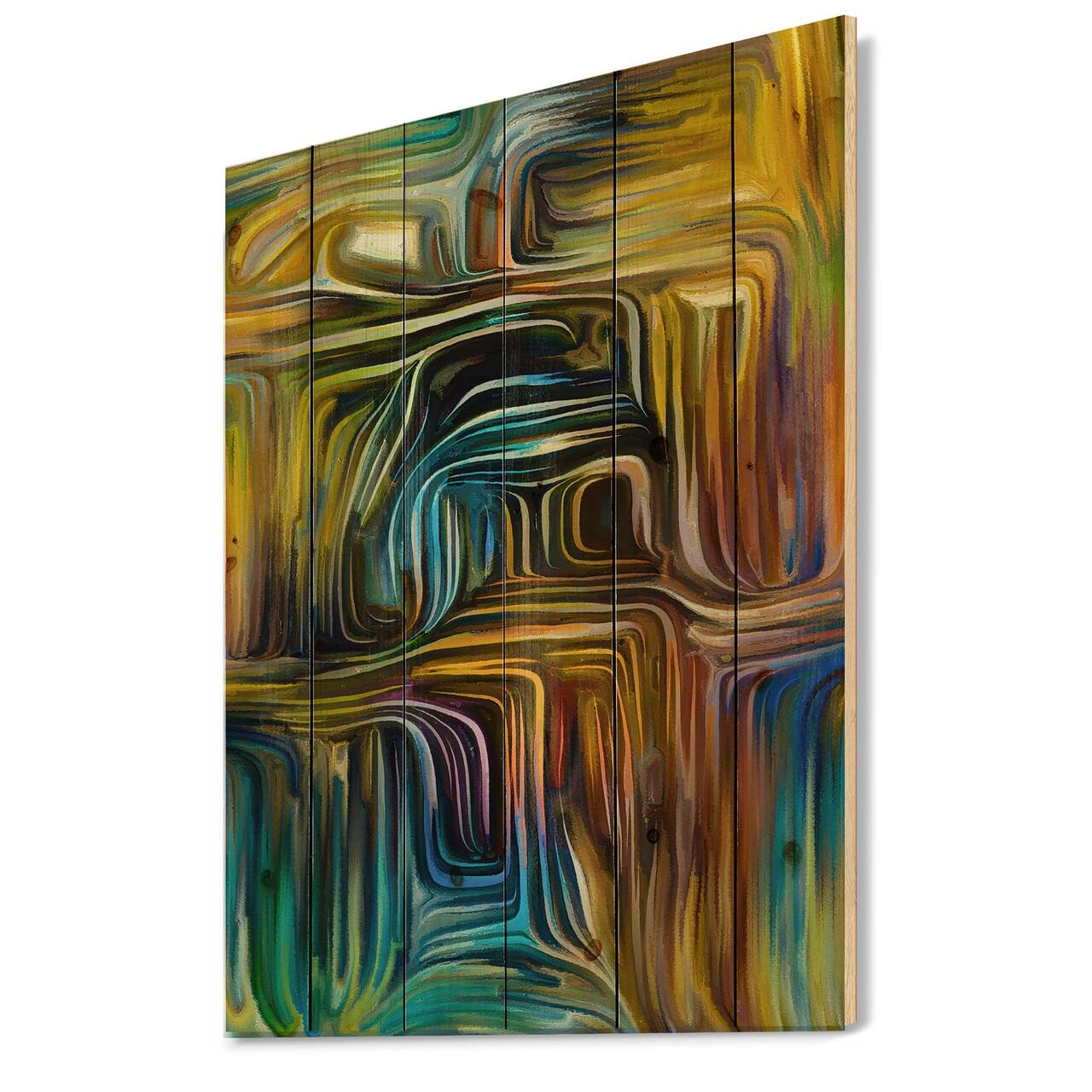Designart - Colour Fusion IV - Modern Print on Natural Pine Wood